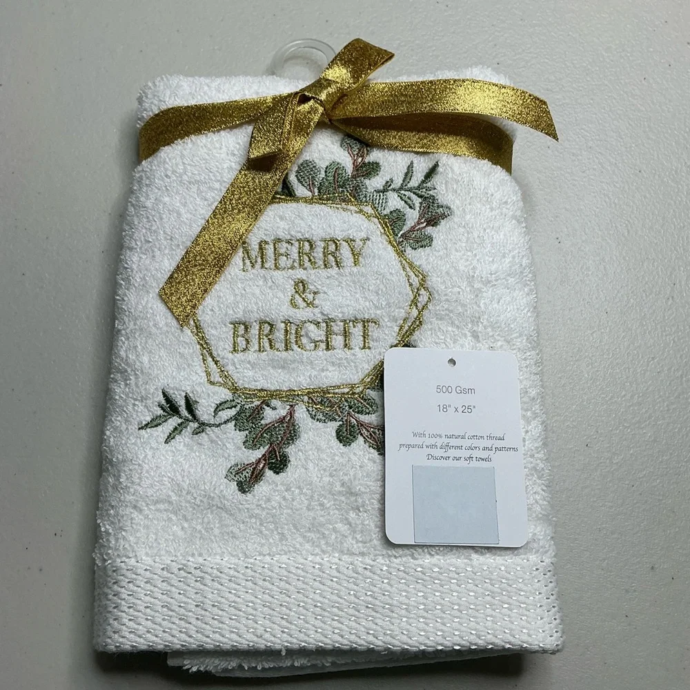 Kitchen Hand Towels Christmas MERRY & BRIGHT Dish Towels Bar Towels 18” X 25”